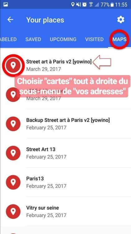 tutoriel d'utilisation de la carte street art paris sur mobile avec google maps