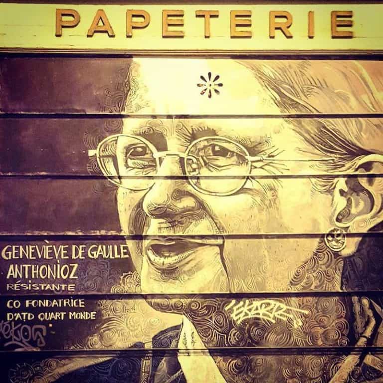 Geneviève de Gaulle Anthonioz – Street art par Ernesto Novo, Paris